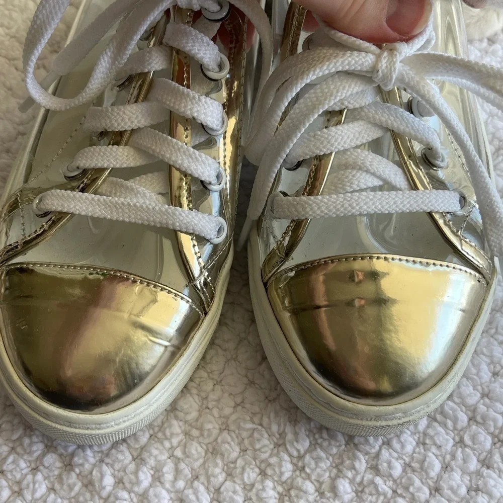 Here/now Jess platform clear and gold sneakers